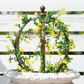 Goooxim bronze trellis obelisk supports climbing roses front view.