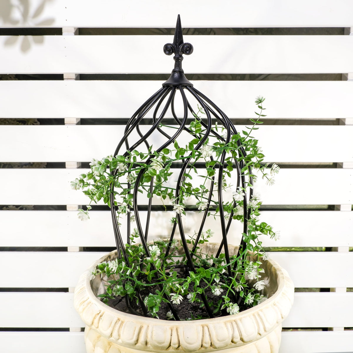 Goooxim durable plant support for climbing vines on patio or balcony.