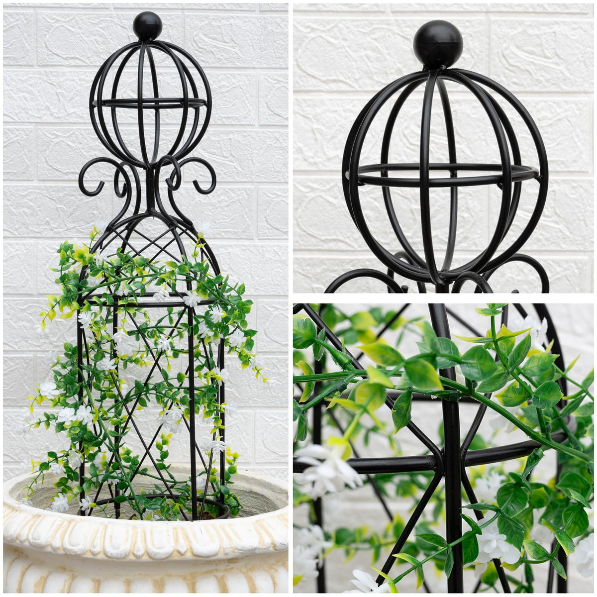 Goooxim obelisk trellis in black finish for outdoor durability.