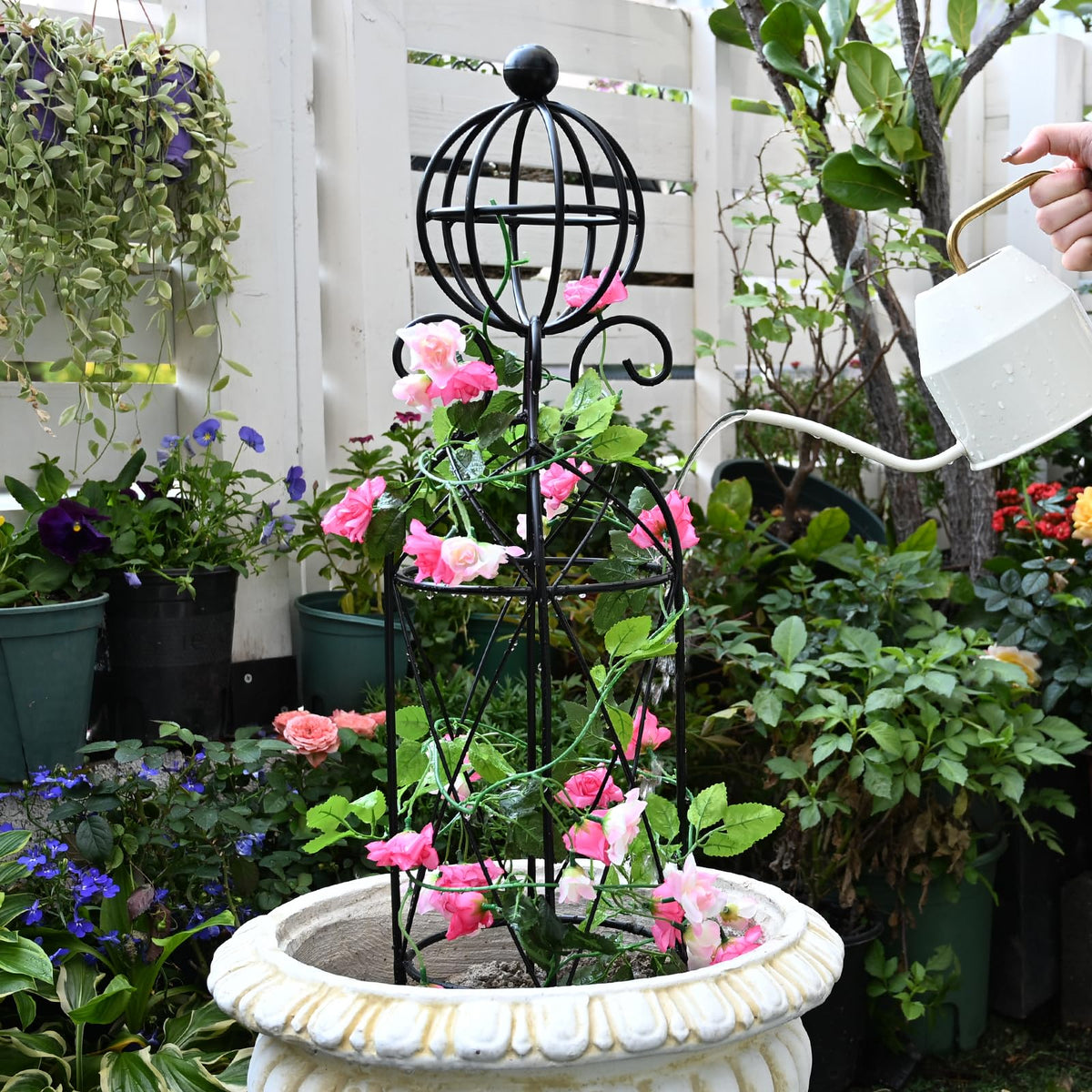 Goooxim rose-friendly trellis elevates blooms on balconies and windowsills.