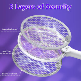 GooQand Bug Zapper Racket nickel-plated outer mesh adds durability