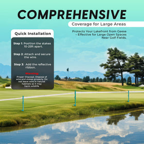 Goose Guard coverage-100-125ft illustrates adjustable reach for your shoreline needs.