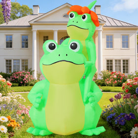 GOOSH 5 ft frog inflatable with flower LEDs brightens outdoor space