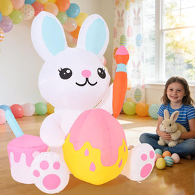 GOOSH bunny inflatable with Easter eggs lights up your yard at night.