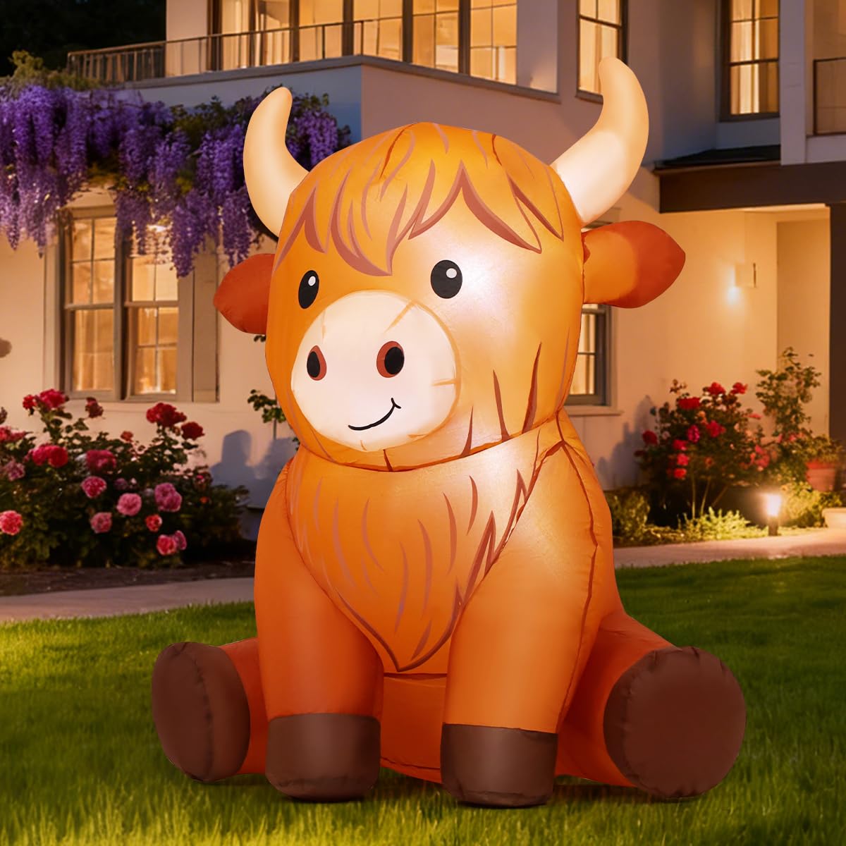 GOOSH Highland Cow inflatable deflated storage bag makes seasonal storage easy