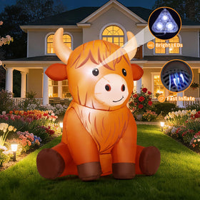 GOOSH Highland Cow inflatable texture closeup shows plush fur and friendly appeal