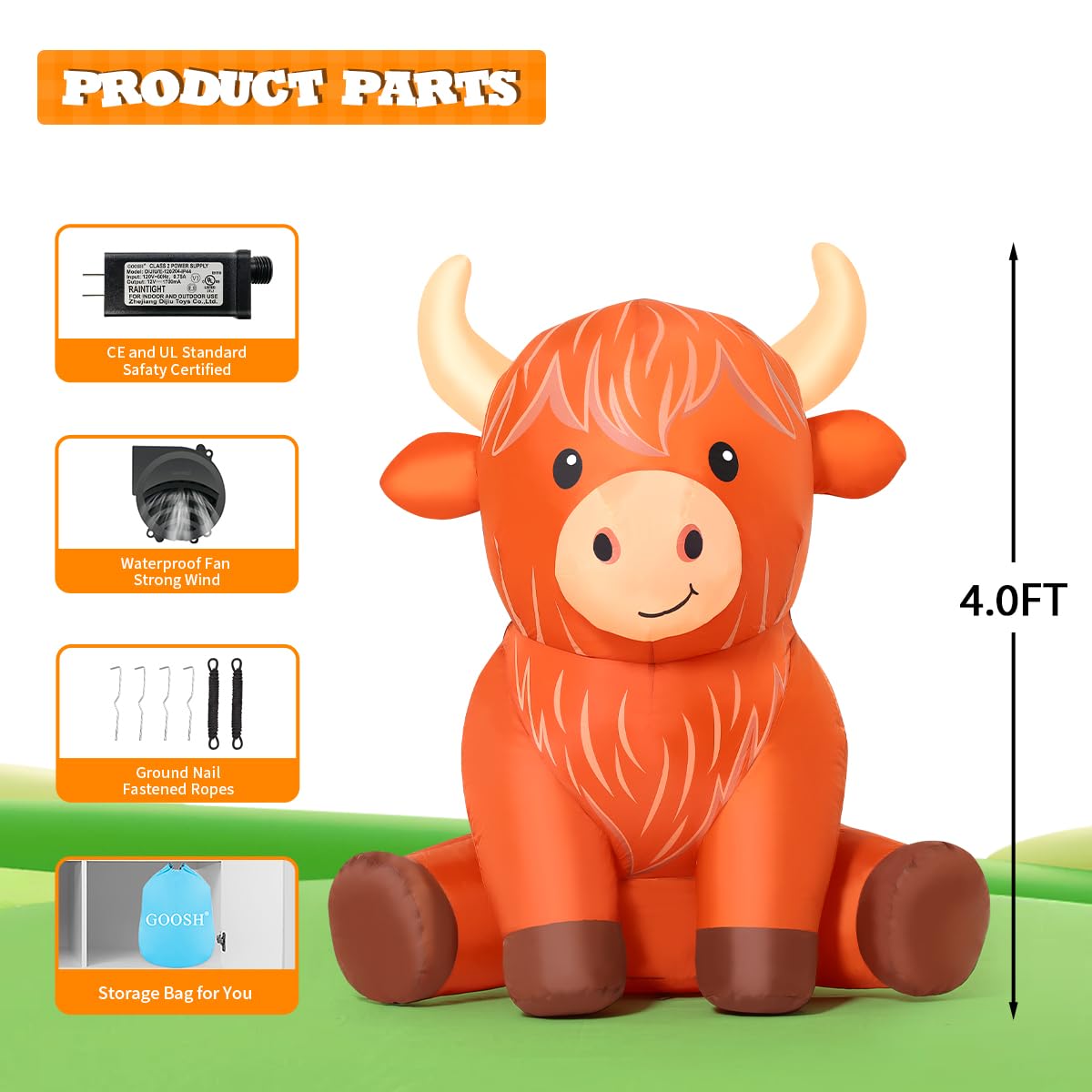 GOOSH Highland Cow inflatable yard party decor creates a playful focal point