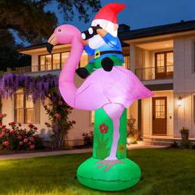 GOOSH inflatable flamingo detail highlighting thick waterproof polyester for windproof setups.
