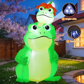 GOOSH inflatable frog garden decor lit by built-in LEDs for evening ambiance