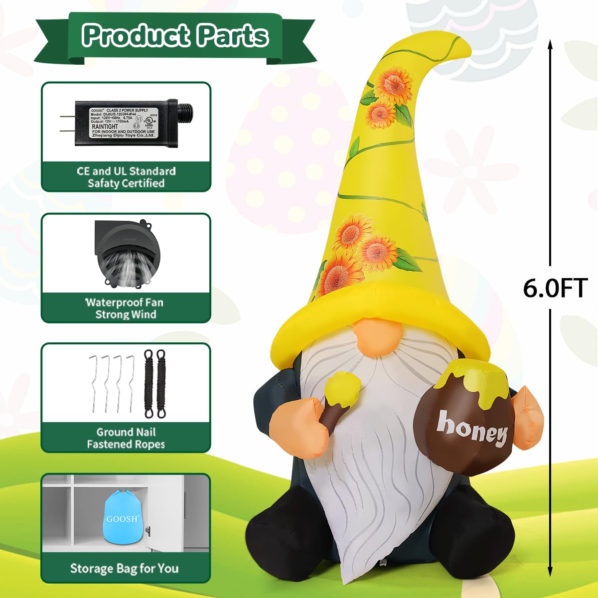 GOOSH quickinflate gnome inflates in about one minute for fast setup.