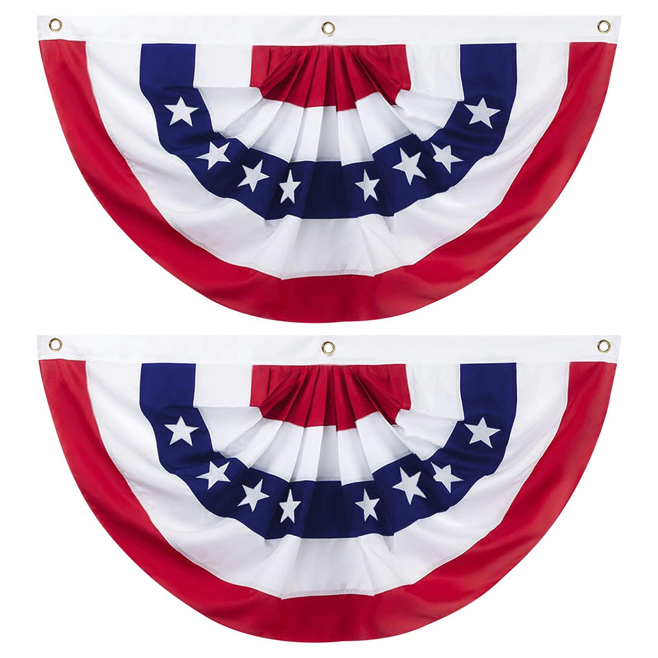 GoosWexmzl 2x4ft American pleated fan flag set for outdoor display