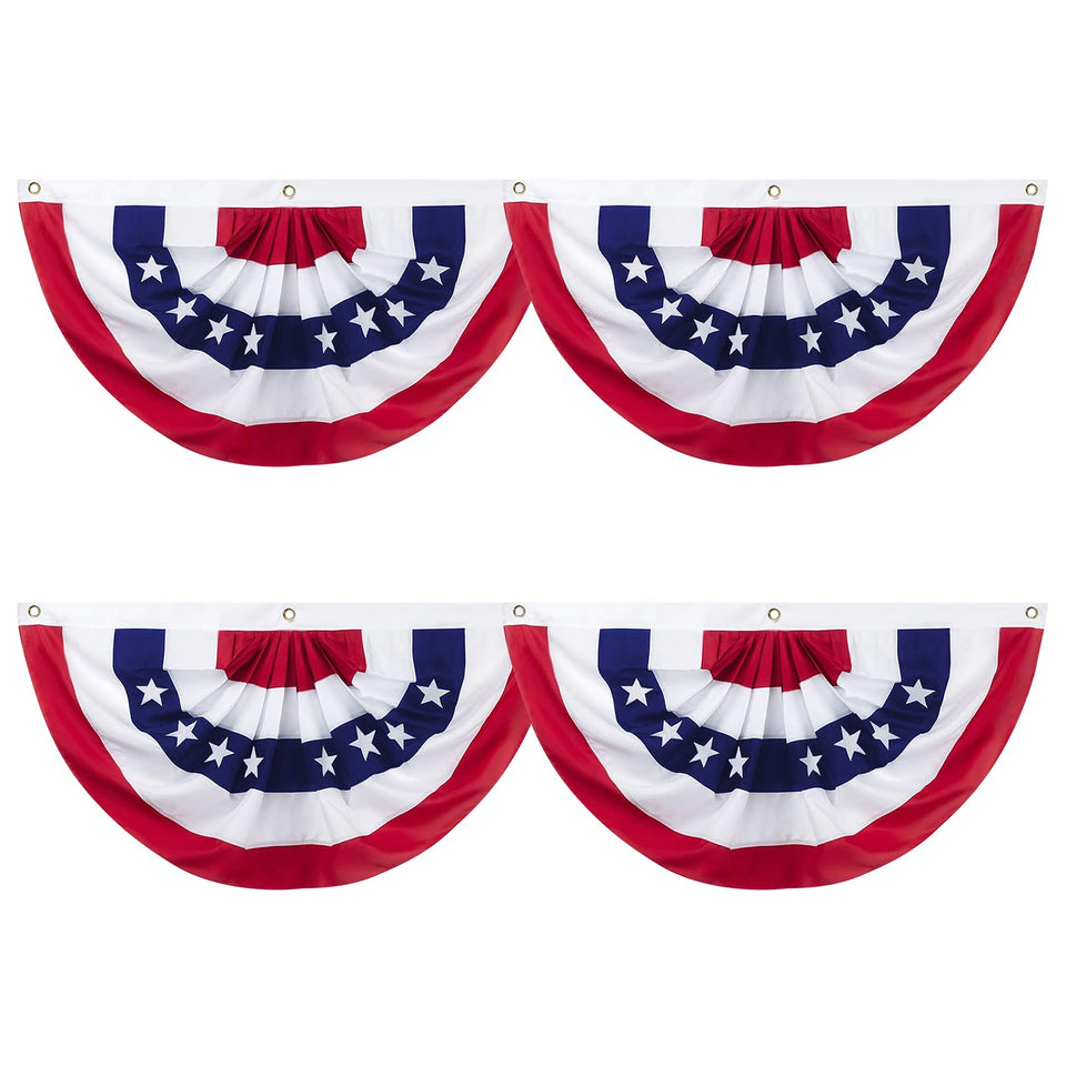 GoosWexmzl American Pleated Fan Flag 2x4ft for durable outdoor patriotic display.