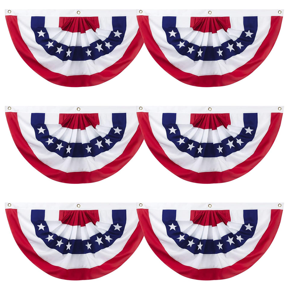 GoosWexmzl American pleated fan flag set6 packaging ready for outdoor display.