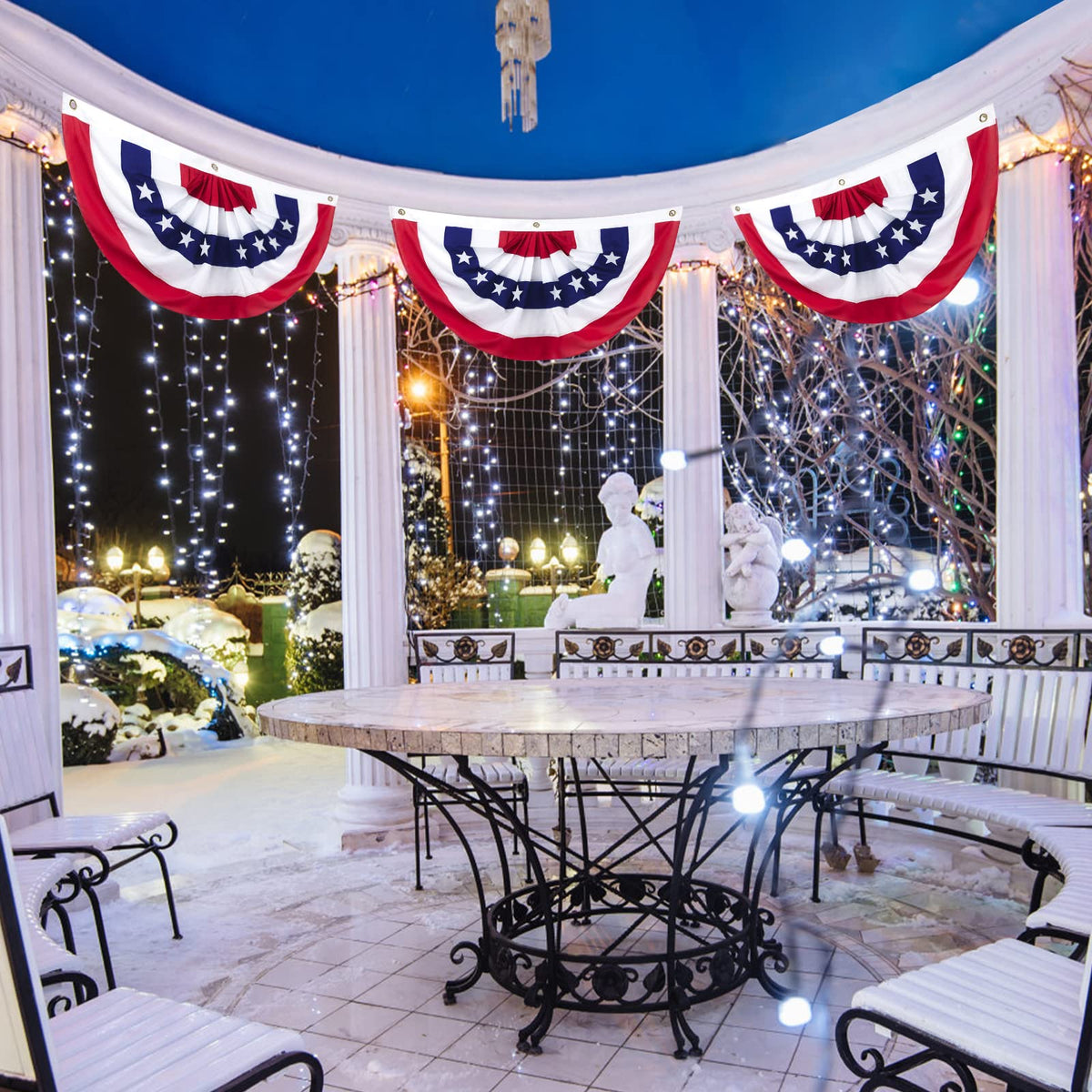 GoosWexmzl Patriotic flag set for easy outdoor decorating.