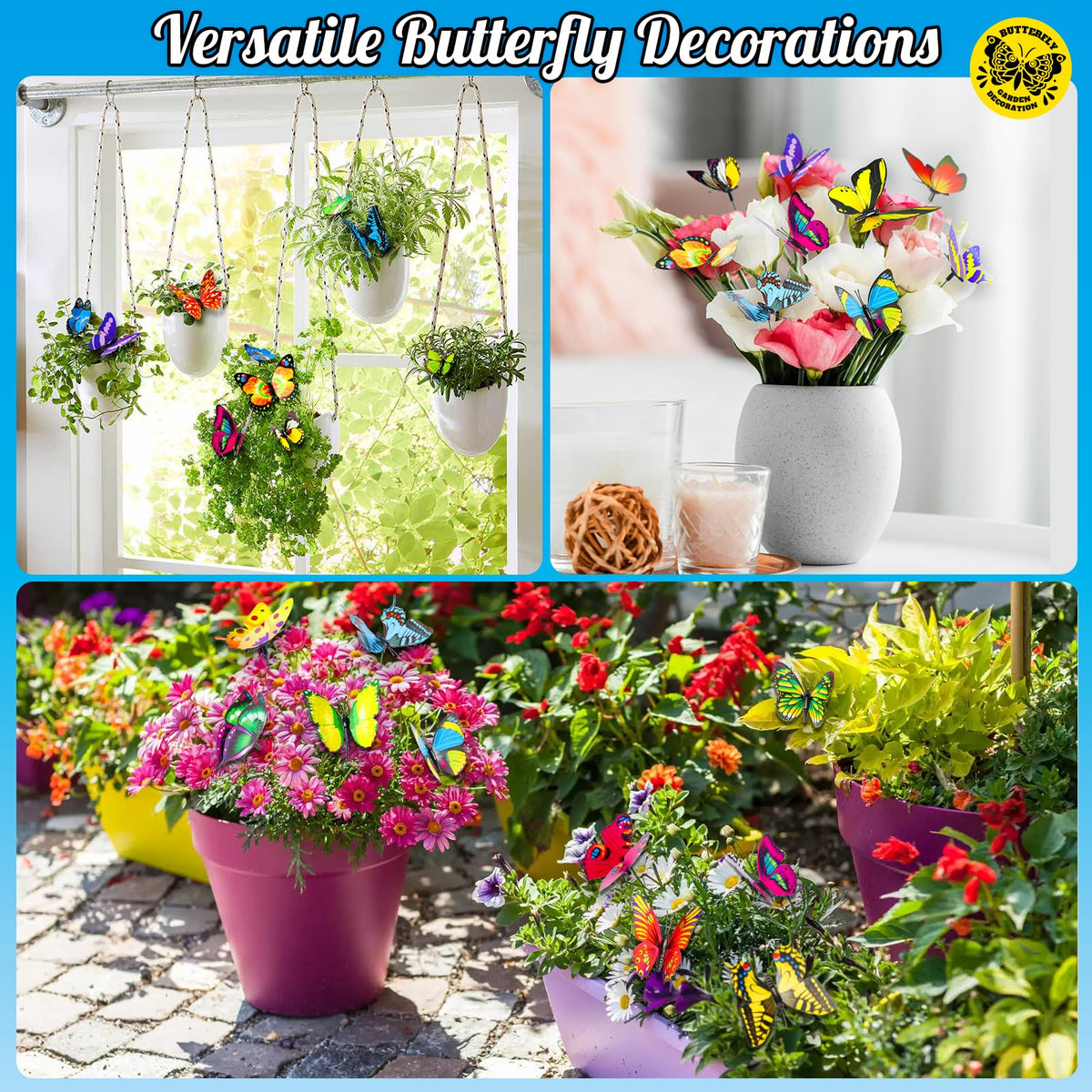 Gootaimi pattern variety butterflies in 5 sizes for diverse garden accents.