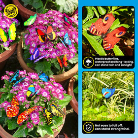Gootaimi premium plastic butterflies resist fading and brighten garden pots.