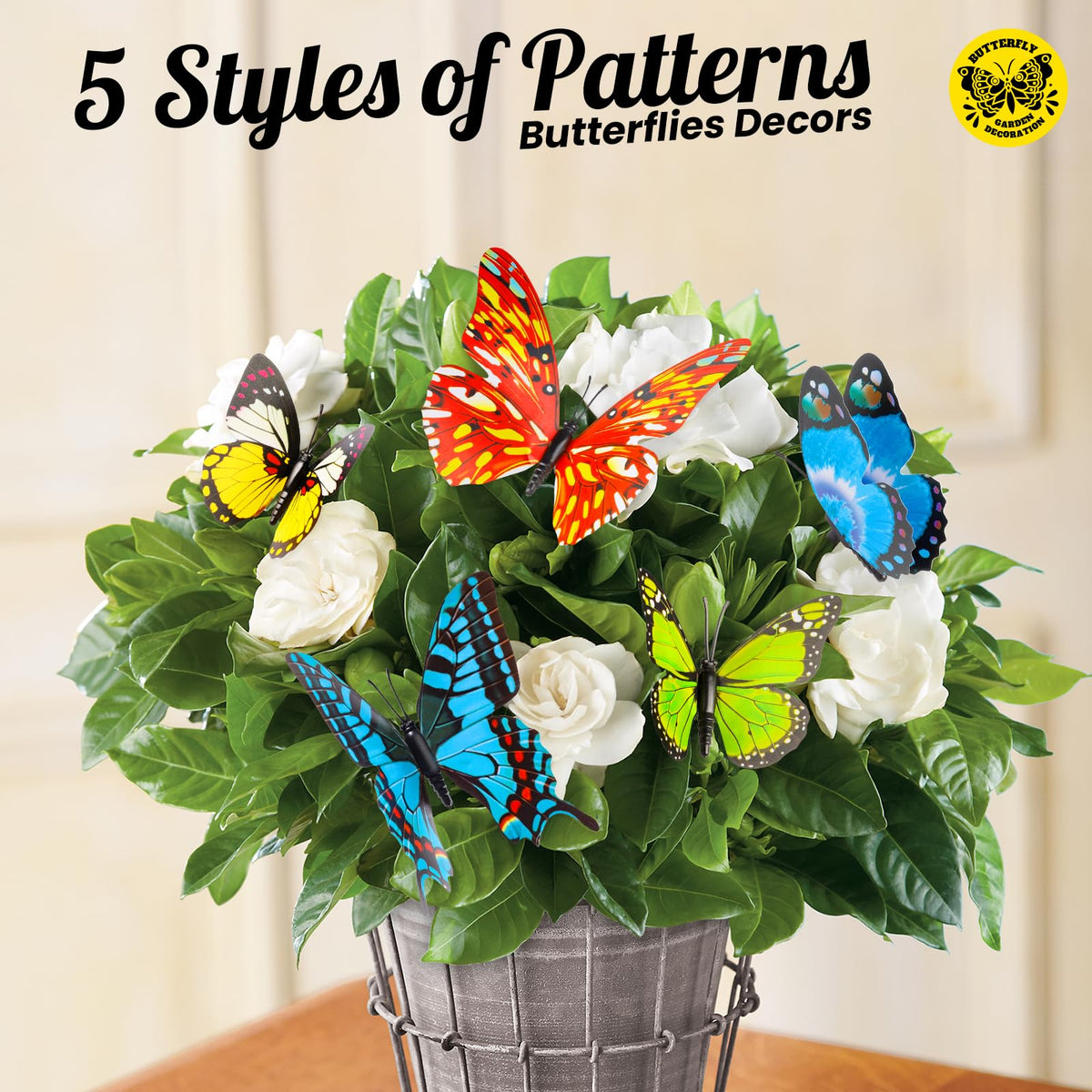 Gootaimi butterfly stakes with steel-core rods provide sturdy, rustproof outdoor use.