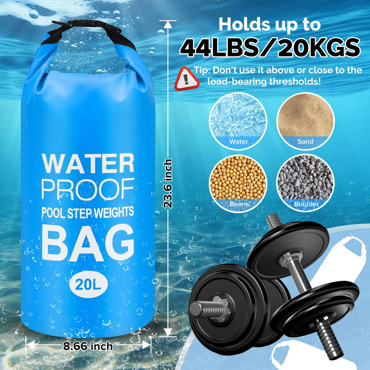 Goovilla durable handles support heavy loads with this weight bag.