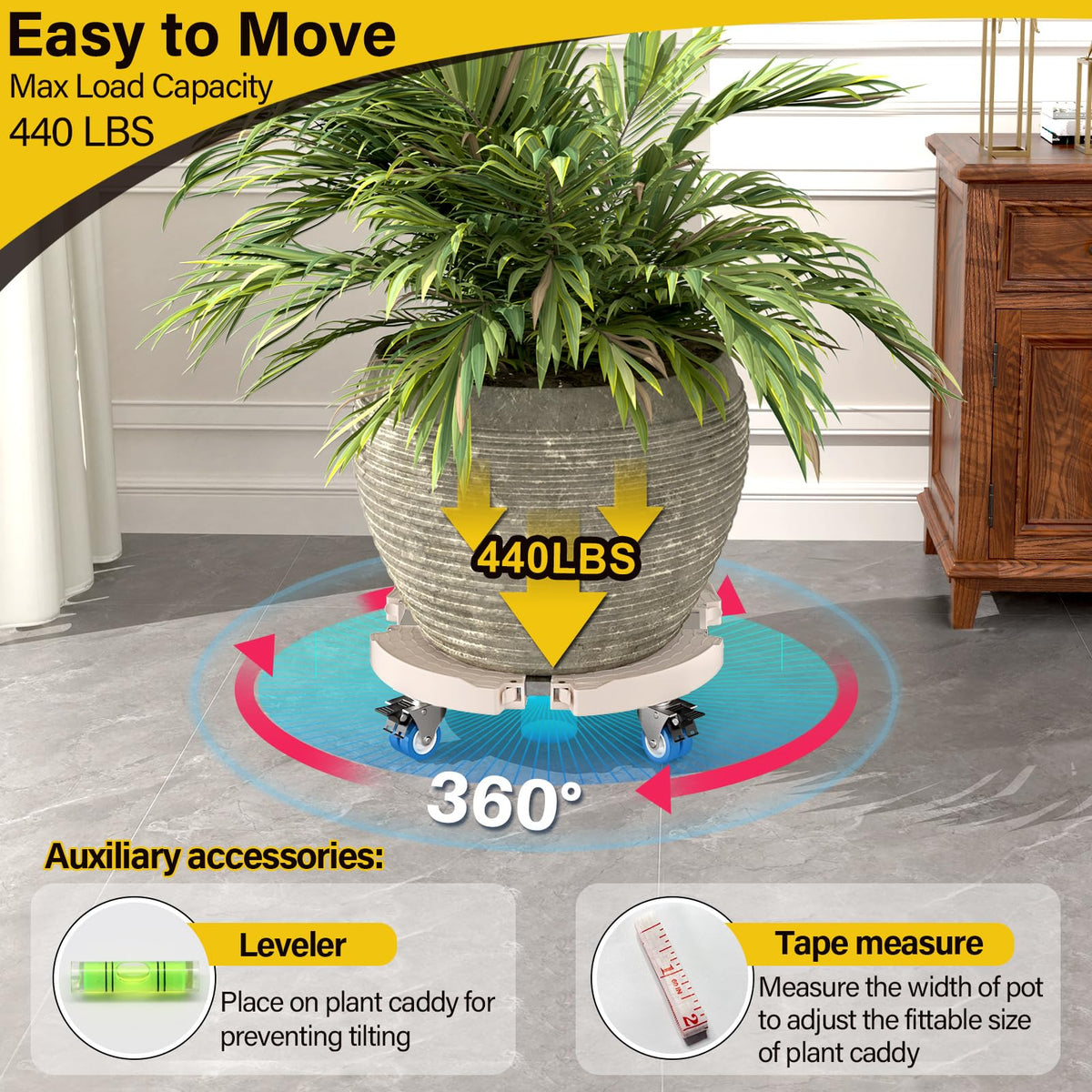 Goovilla lockable wheels provide secure movement and stable placement