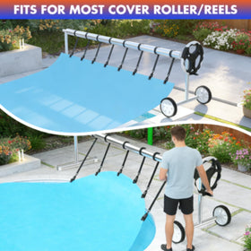 Goovilla strap length close-up demonstrates adjustable long straps for inground pools
