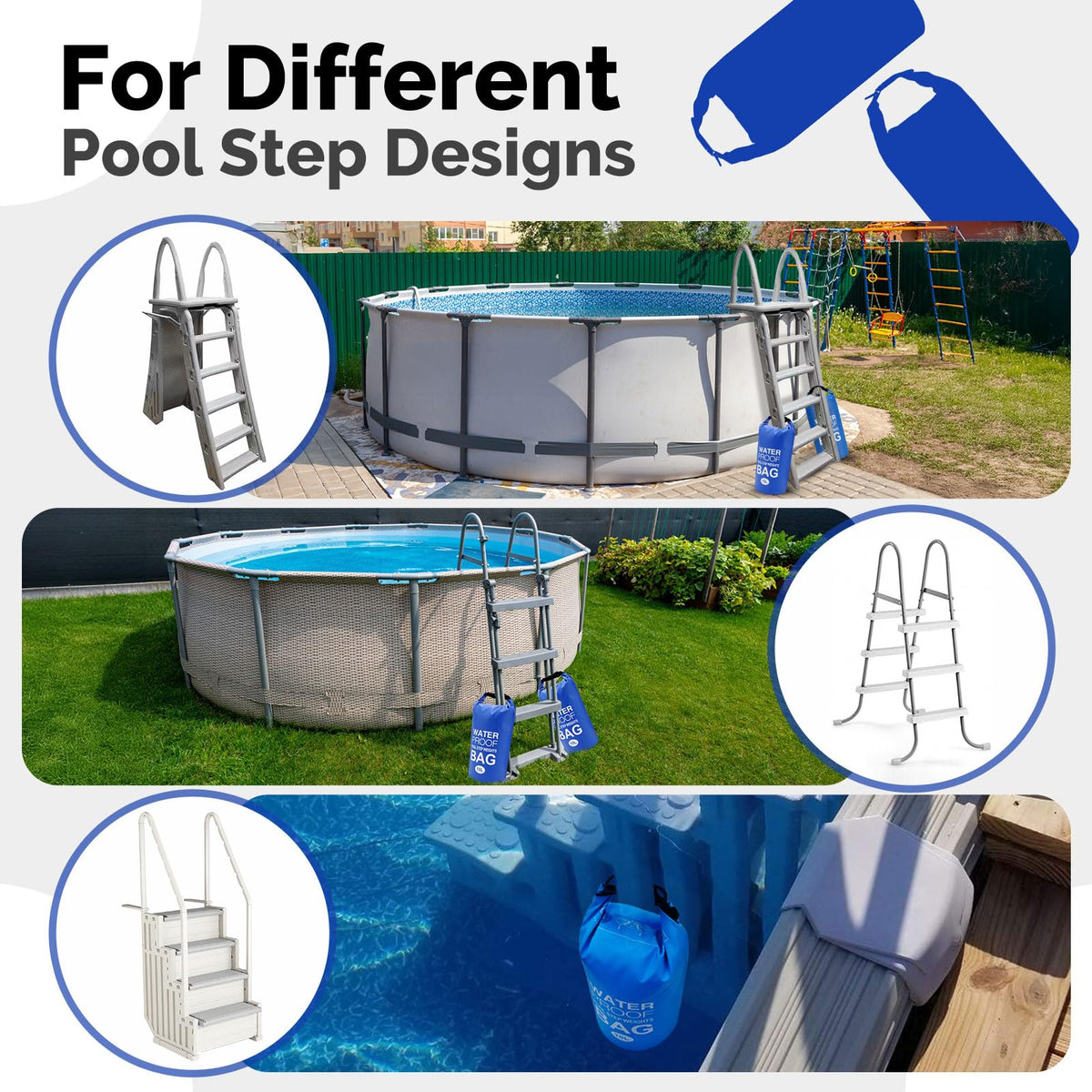 Goovilla weights with adjustable straps for secure attachment and transport.