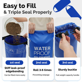 Goovilla 500D PVC triple-fold seal for leak-resistant containment.