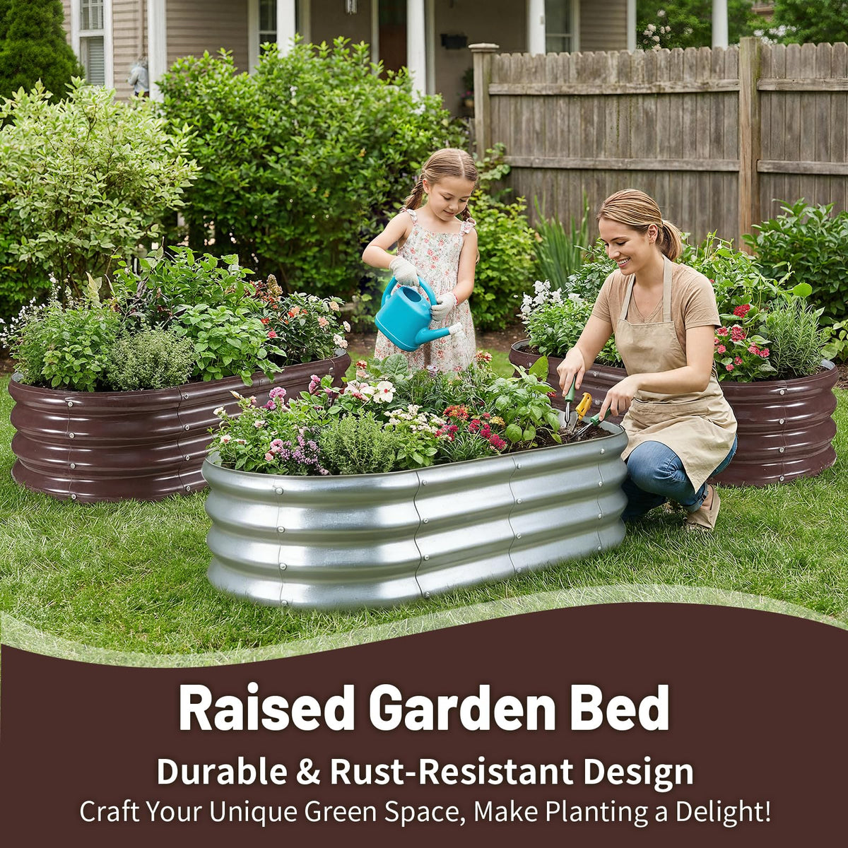 GOOZOO oval planter design adds style and stability to outdoor garden.