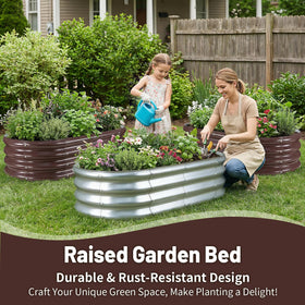 GOOZOO oval planter design adds style and stability to outdoor garden.