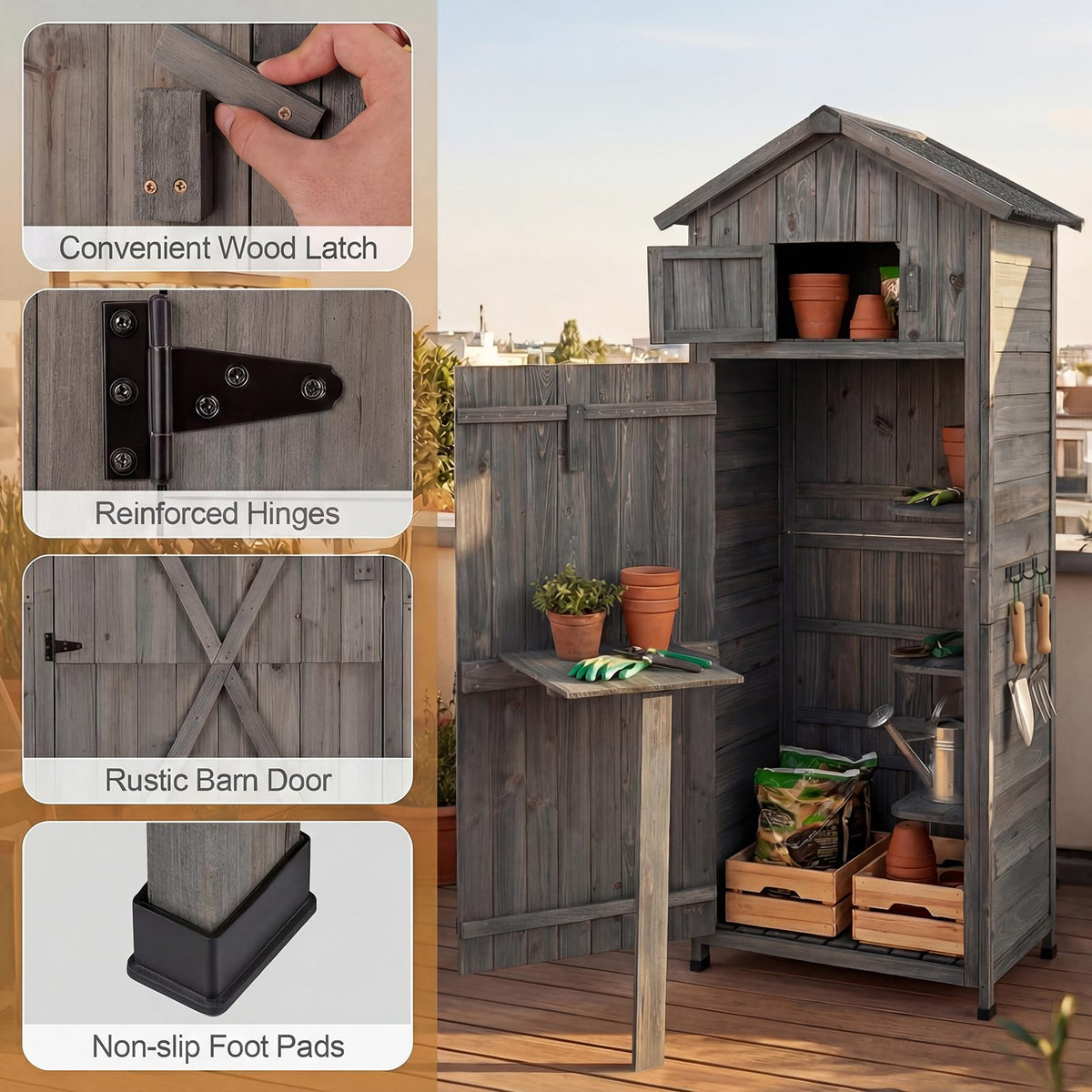 Goplus shed door lockable feature increases security for garden tools
