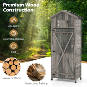 Goplus shed interior layout with shelves ideal for organizing long tools
