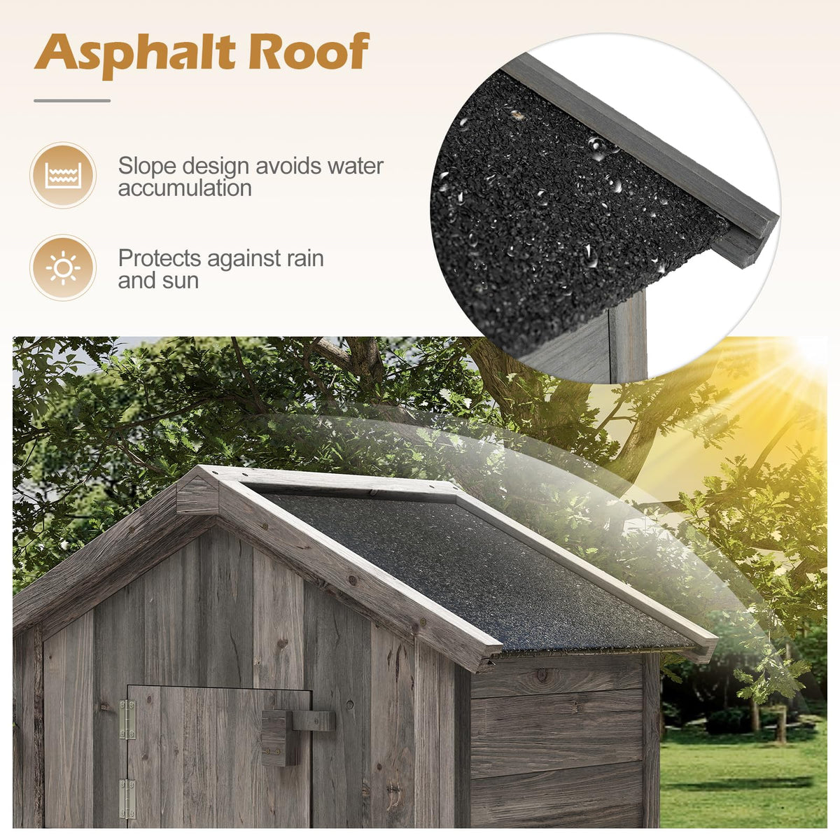 Goplus shed waterproof asphalt roof protects contents from rain and sun