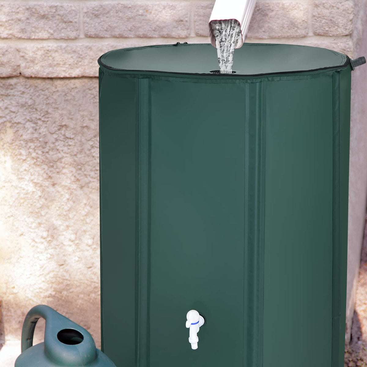 Goplus outdoor rainwater storage supports garden irrigation.