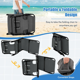 Goplus chair at 14-inch ground clearance for easy sitting and reaching items.