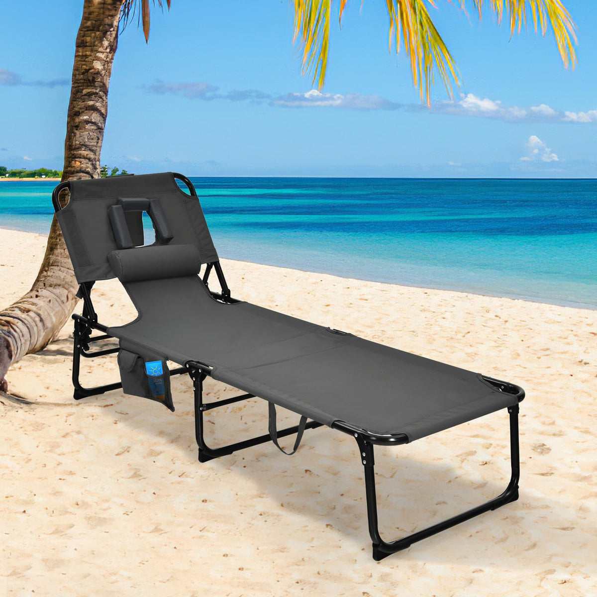 Goplus chair supports up to 330 lbs with a sturdy frame.