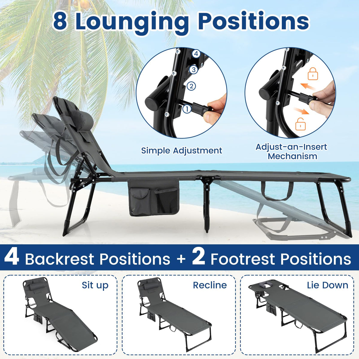 Goplus chair with built-in carrying strap for easy transport.