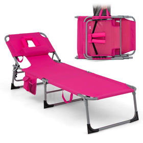 Goplus Tanning Chair with face hole for comfortable sunbathing