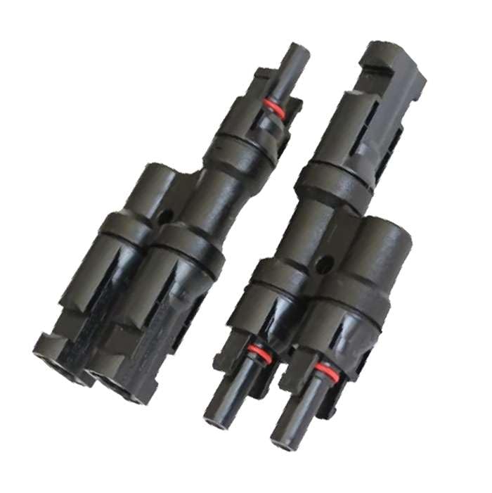 Go Power Overlander-E 200W connectors close-up showing MC4 parallel connectors for easy integration.
