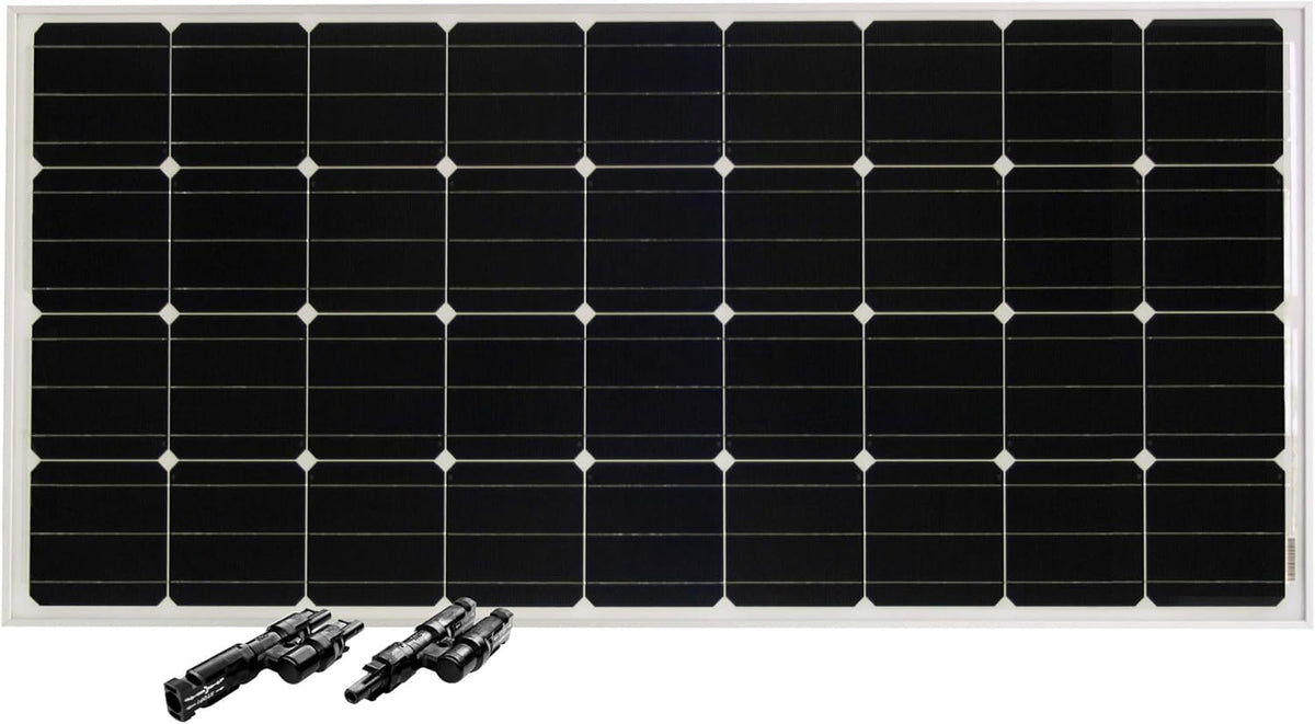 Go Power Overlander-E 200W packaging showing kit contents and compatibility.