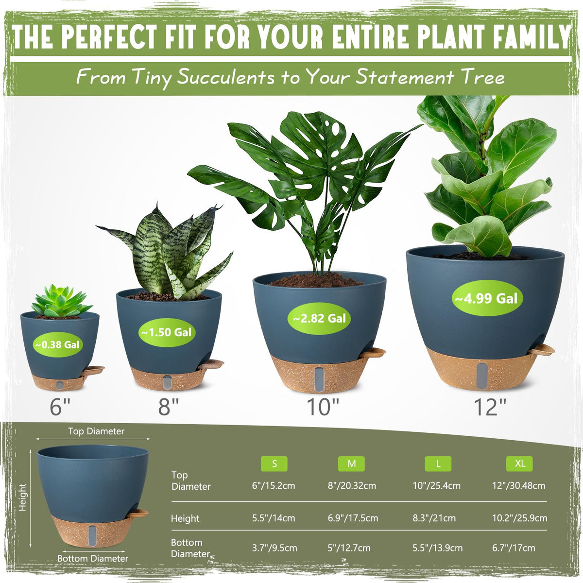 Goproauto self-watering pot 10-inch ideal for medium plants with balanced moisture