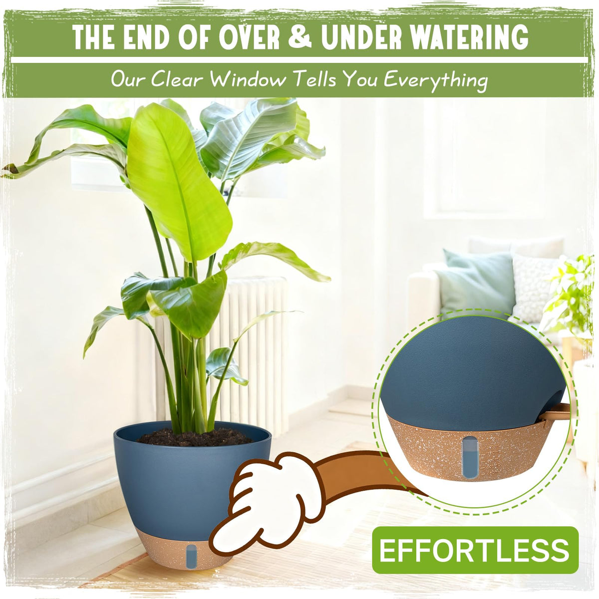 Goproauto self-watering pot 6-inch compact for small spaces and succulents