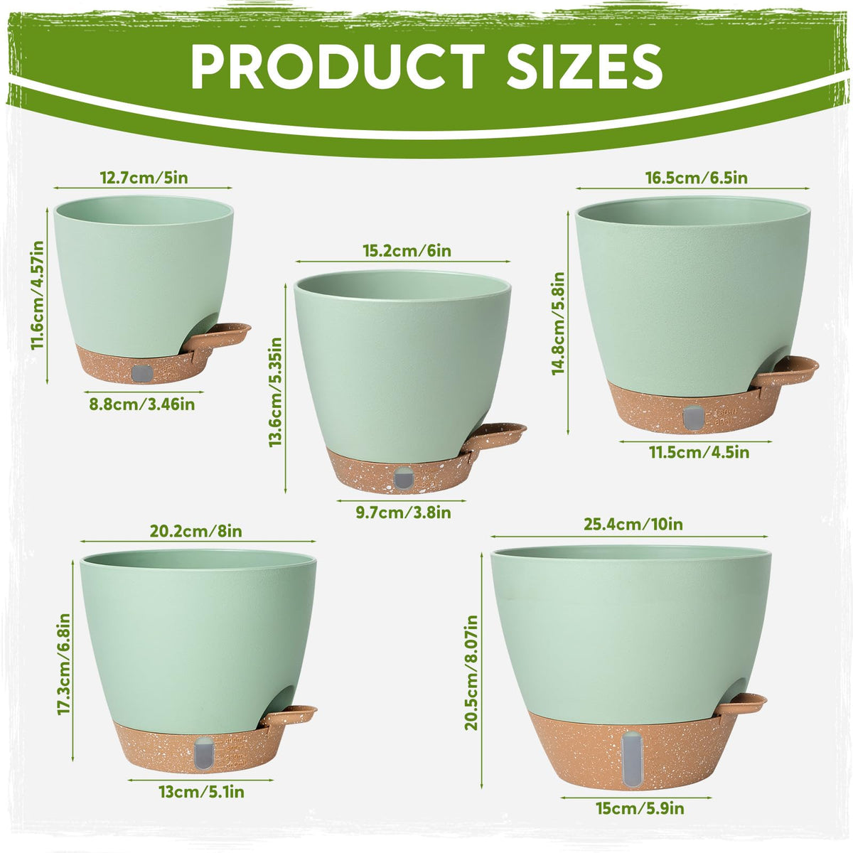 Goproauto five-inch self-watering pot ideal for compact succulents and herbs.