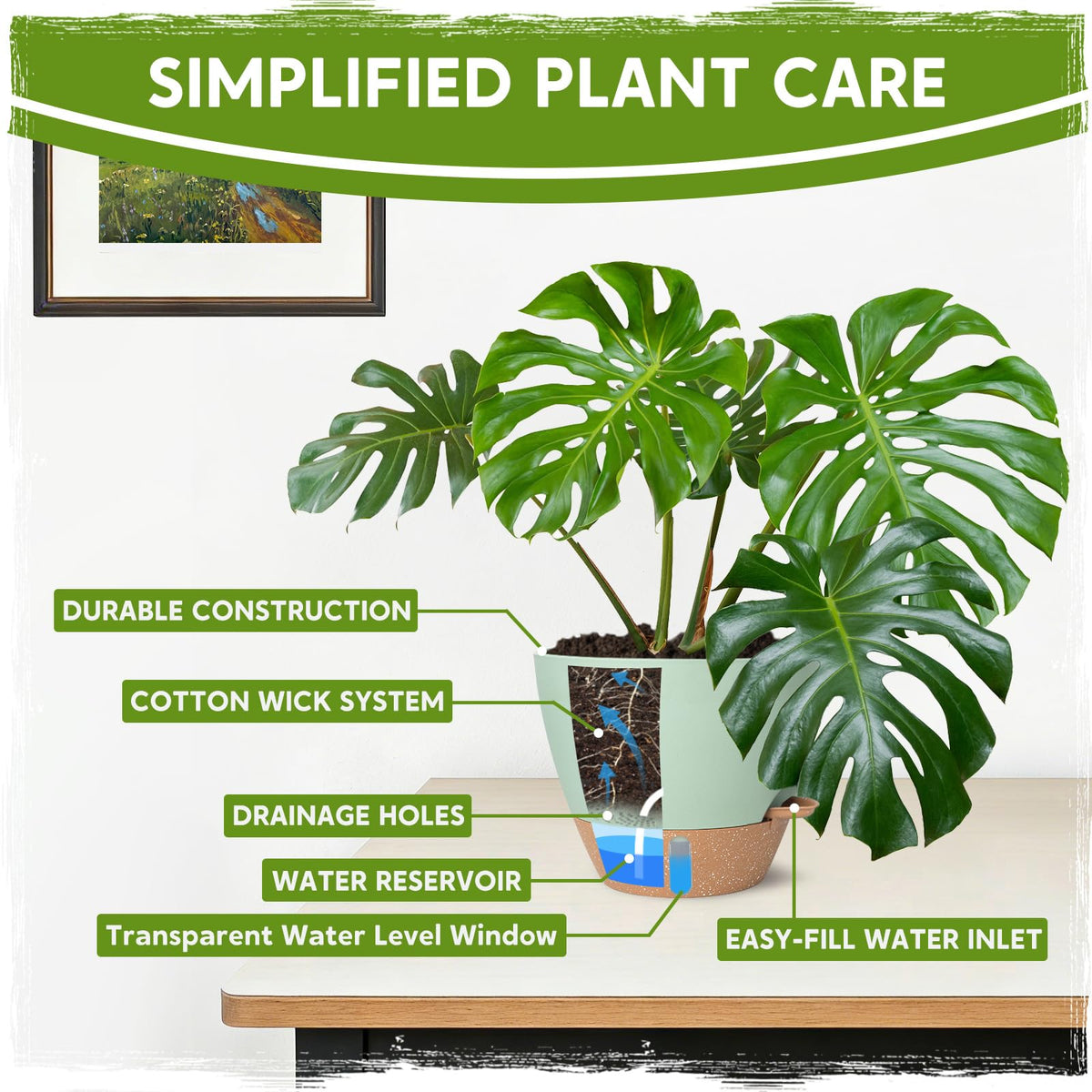 Goproauto six-point-five-inch pot supports compact flowering plants or cuttings.