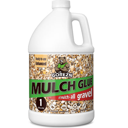 GoRezn mulch glue bottle showing easy pour for mess-free landscaping