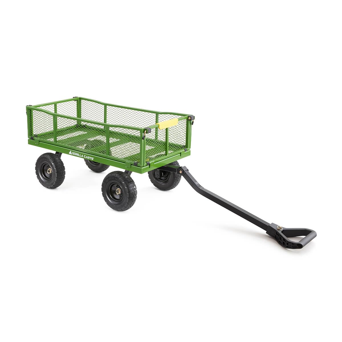 Gorilla Carts 800-pound capacity supports heavy-duty yard tasks.