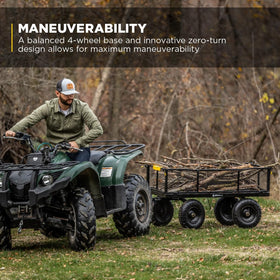 Gorilla Carts four-wheel stability maintaining balance on uneven ground.