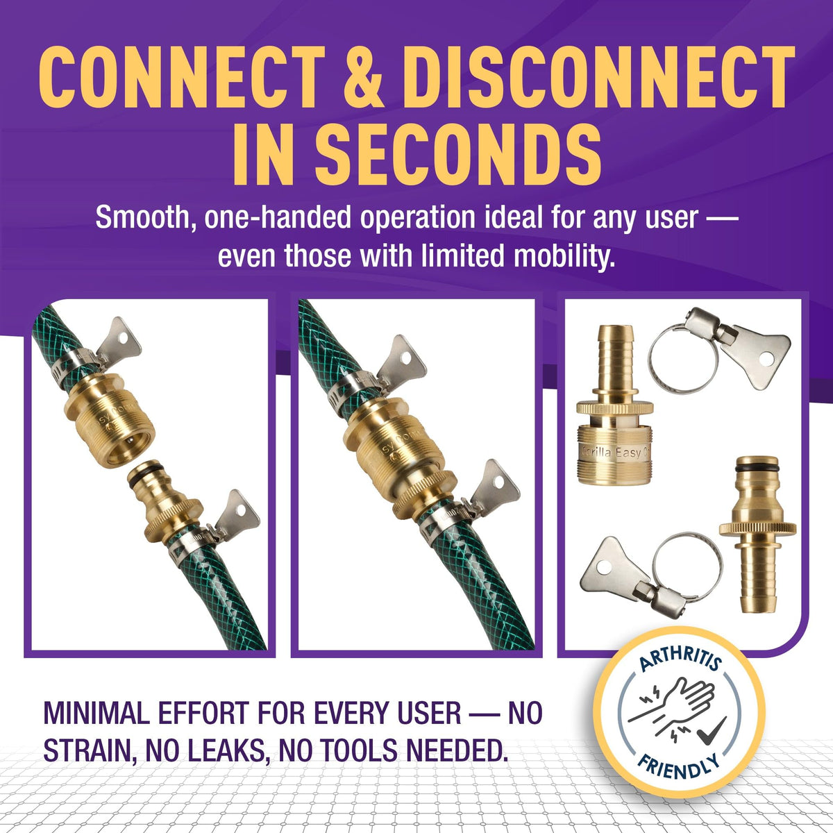 GORILLA EASY CONNECT extendable hose option expands reach with adapters.