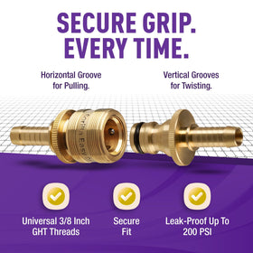 Integrated quick-connect fittings on Gorilla Easy Connect demonstrate easy disconnection