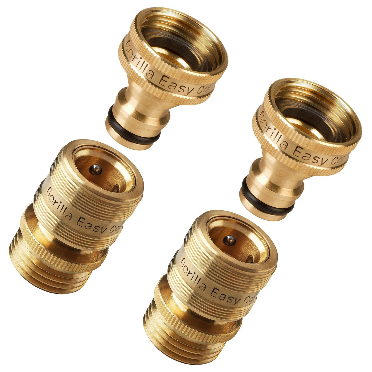Gorilla Easy Connect locking fittings secure hose connections.
