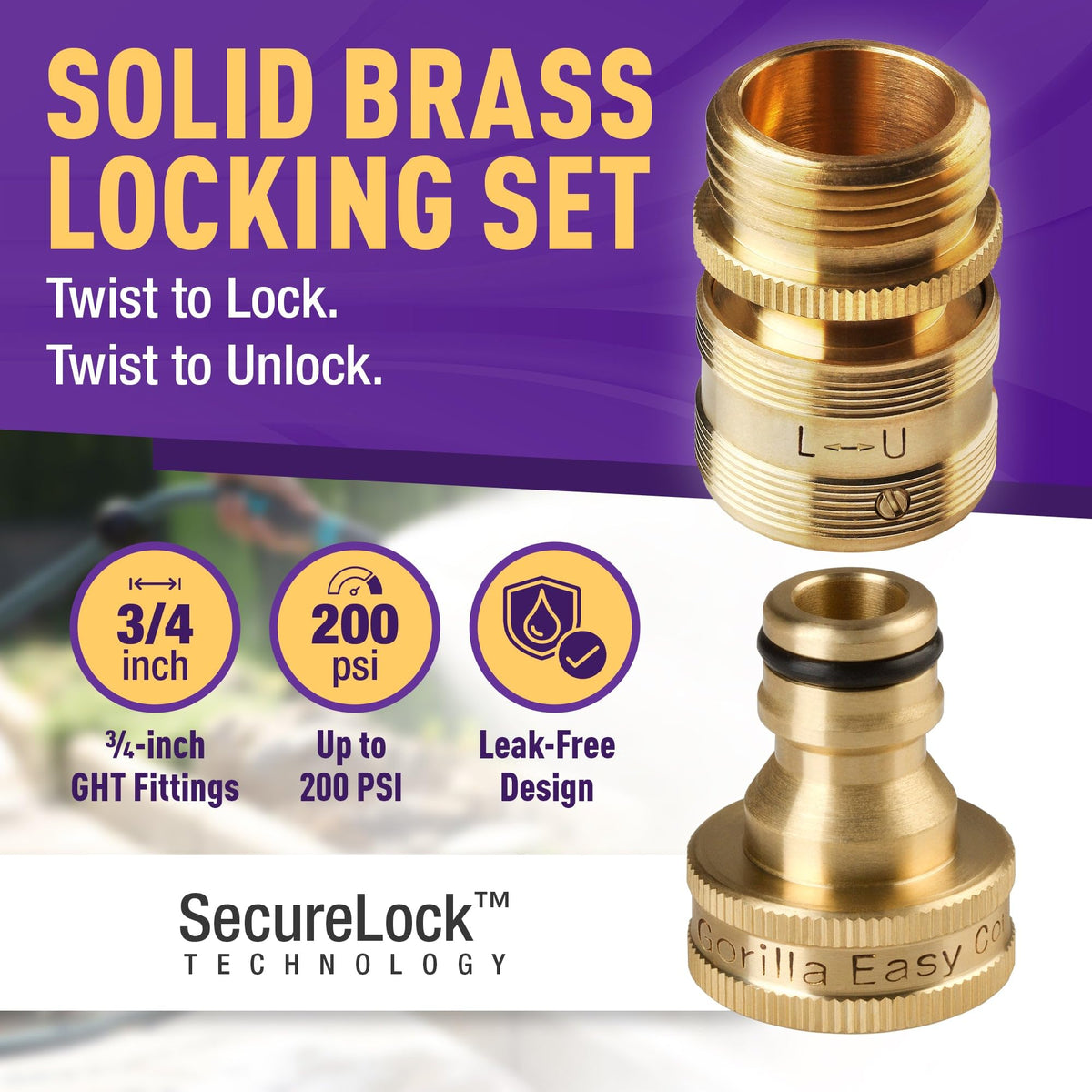 Gorilla Easy Connect solid brass construction ensures durable, long-lasting performance.