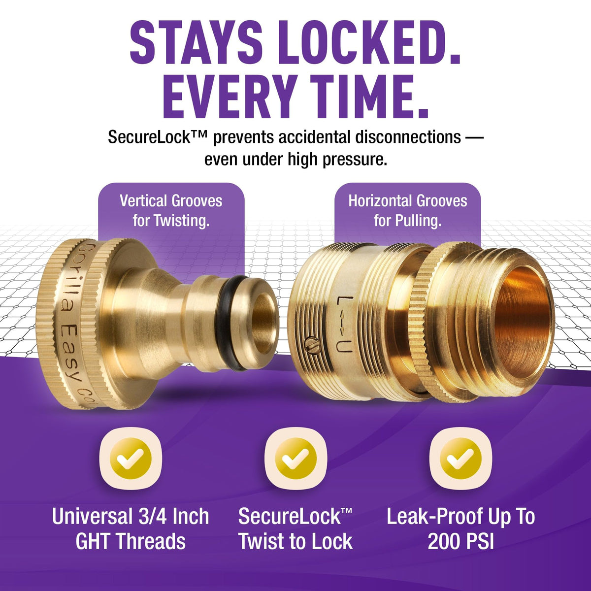 Gorilla Easy Connect twist-to-lock enables quick, secure setup.